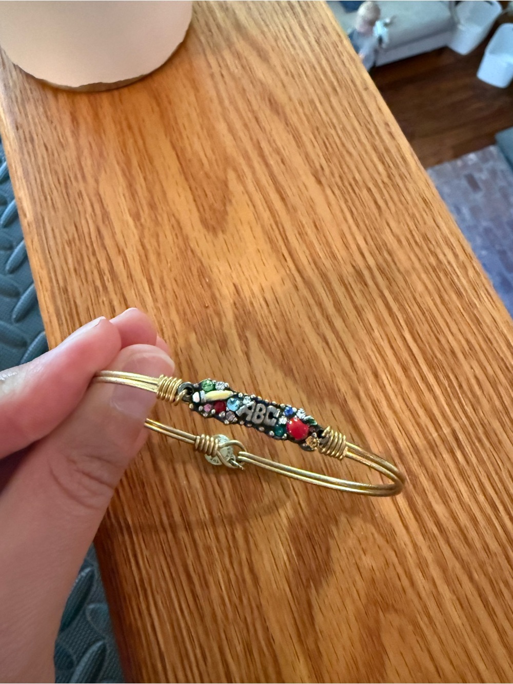 Luca + Danni Gold Bangle Bracelet with Multicolor Bead Accents